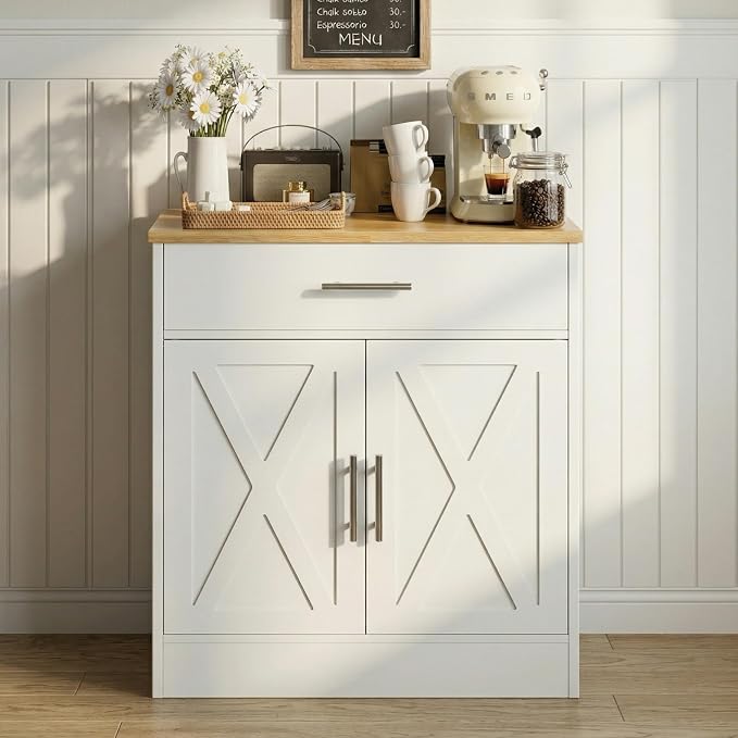 SUNLEI Coffee Bar Cabinet, Wooden Storage Cabinet by SUNLEI