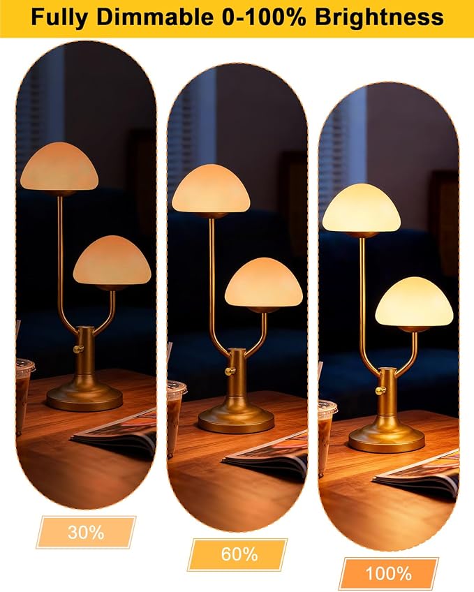 Lightdot Mushroom Table Lamp for Bedroom, Desk Bedside Small Lamps for Living - Image 3