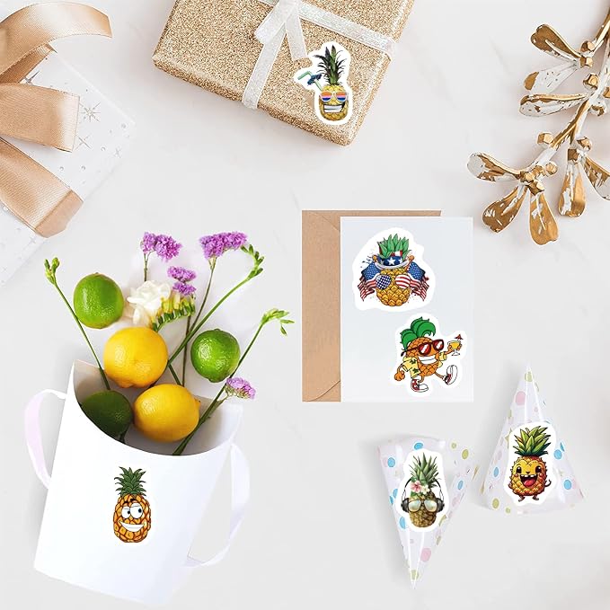 500Pcs Pineapple Stickers, Cute Cartoon 1 Inch Labels - Image 3