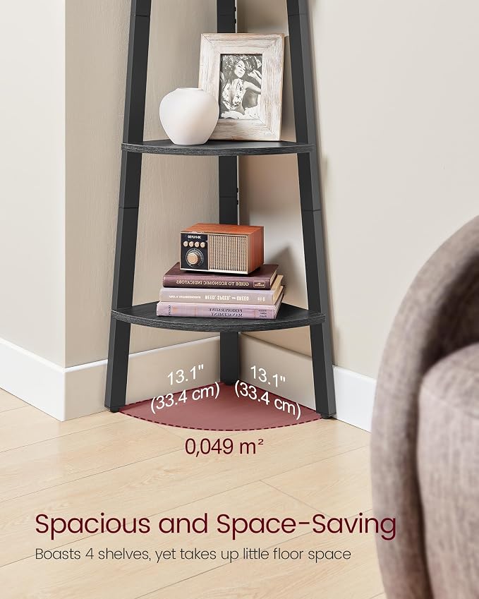 VASAGLE Corner Shelf Stand, 4-Tier Corner Bookshelf, Industrial Ladder Shelf - Image 4