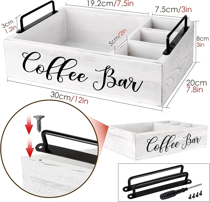 MINCORD Coffee Station Organizer Wooden Coffee Bar Holder Accessories - Image 3
