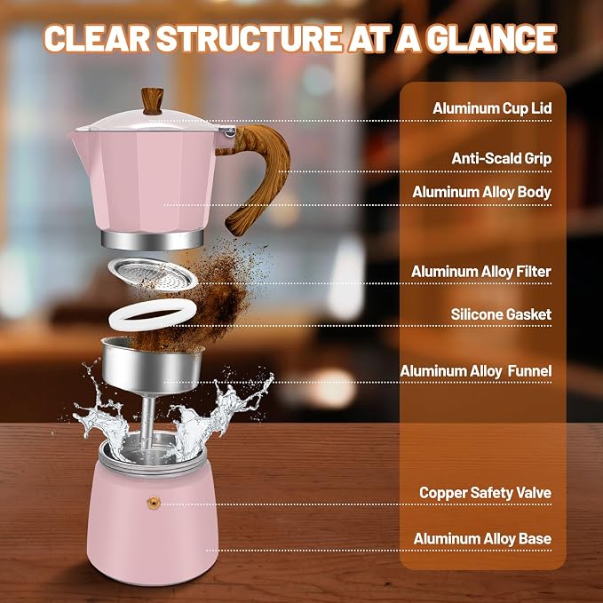 3 Cup Aluminum Espresso Stovetop Moka Pot Express Coffee Maker Percolator - Image 3