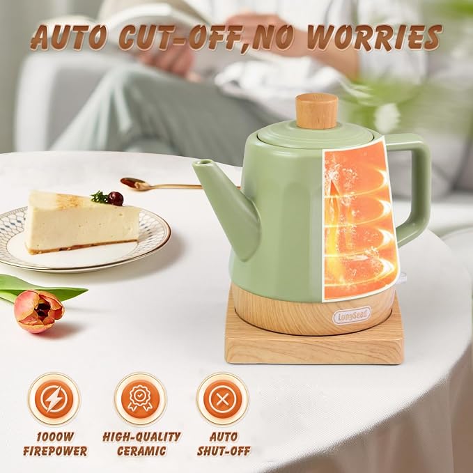 Ceramic Electric Kettle 1.2L, Automatic Shut Off Tea Kettle & Hot Water Boiler - Image 5