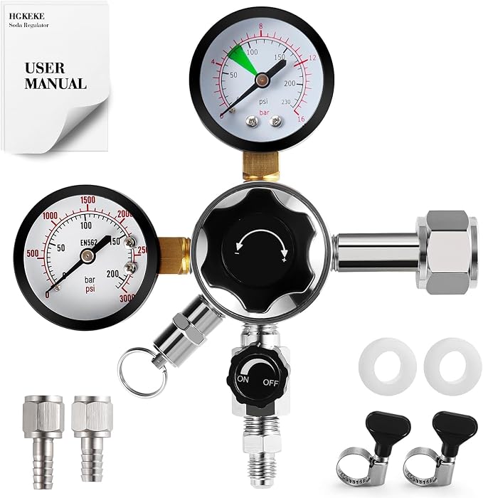 High Pressure CO2 Regulator Dual Gauge Keg Regulator 0-120PSI Output Pressure by HGKEKE