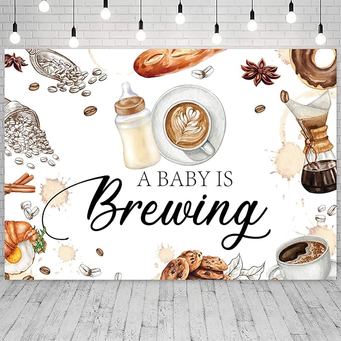 10x8ft Coffee Baby Shower Backdrop A Baby is Brewing Coffee Baby Shower Party - Image 3