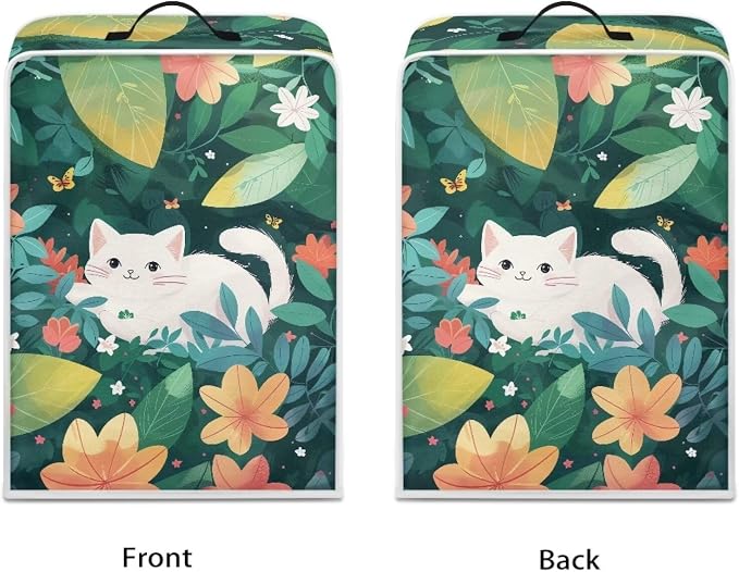 Cat Green Leaves Coffee Machine Covers Anti Dust Covers - Image 3