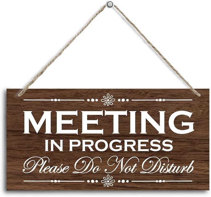 HALUOSI Please Do Not Disturb Wooden Sign, Meeting in Progress, Hanging Printed by HALUOSI
