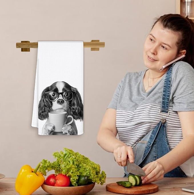 Funny Coffee Cavalier King Kitchen Towels, Cavalier King Charles Spaniel Gifts - Image 6