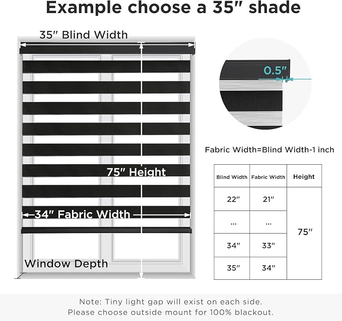 Joydeco Cordless Zebra Blinds for Windows, Dual Layer Light Control Window - Image 9