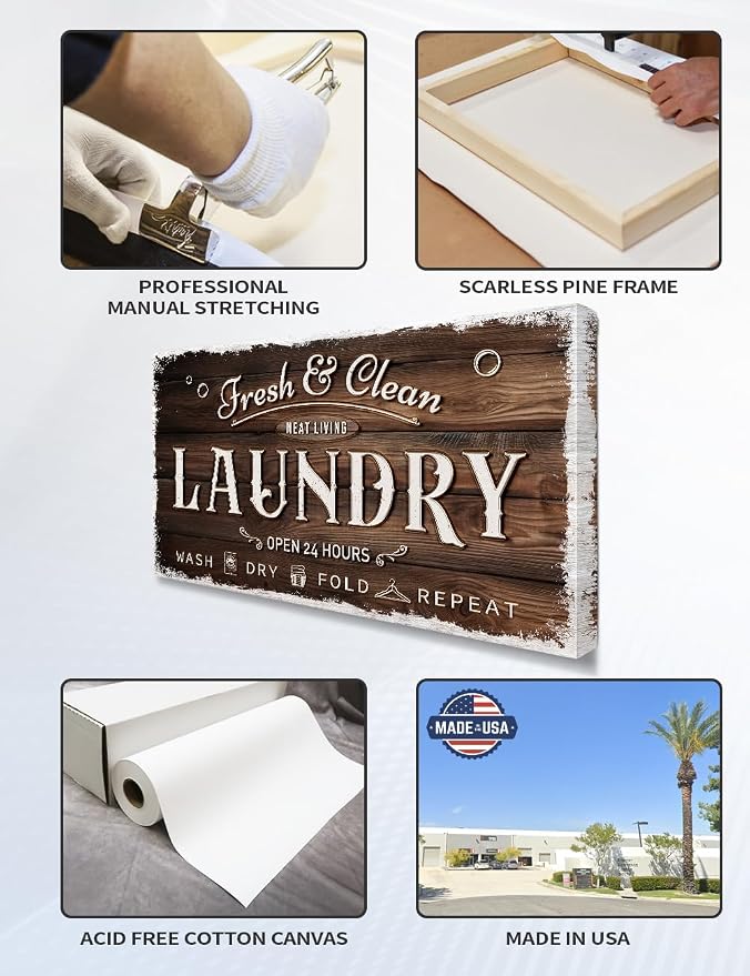 IPIC - Laundry Room Decor, Rustic Canvas Wall Art Print on Acid-Free Cotton - Image 5