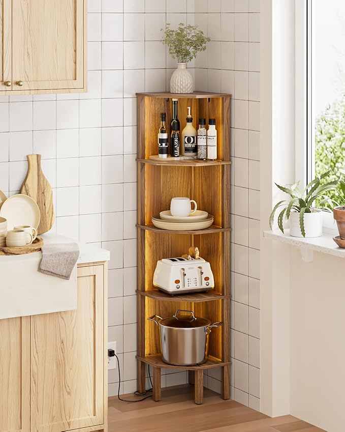 Corner Shelf Stand, 5 Tier Corner Bookshelf, Corner Furniture - Image 6