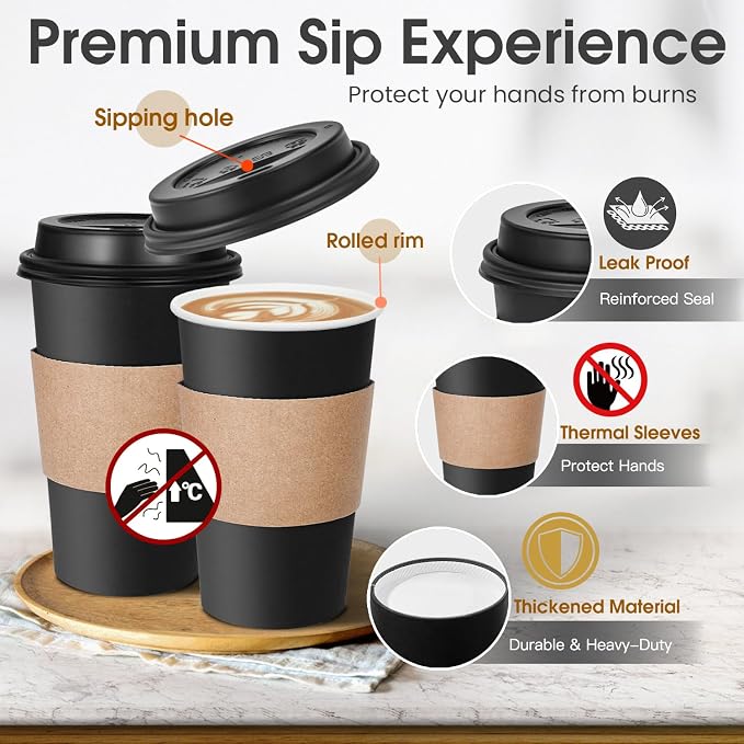 Ginkgo 100 Pack Disposable Coffee Cups - Image 3