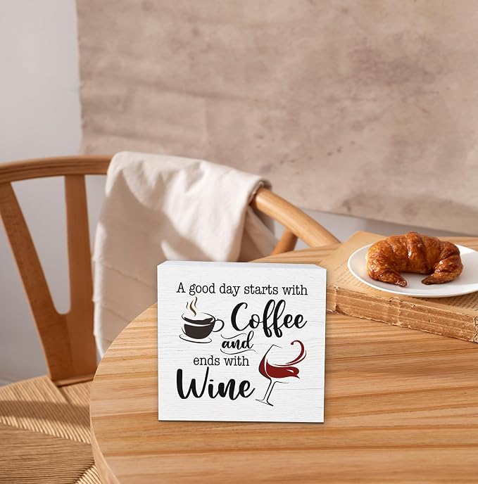 Coffee Wine Wood Box Sign, Rustic Funny Coffee Wooden Box Sign, Kitchen Home - Image 5