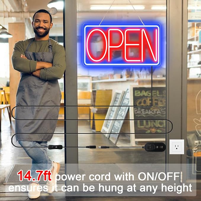 22" X 11" Led Neon Open Signs for Business 12V/2A Ultra Bright Led Neon Open - Image 5
