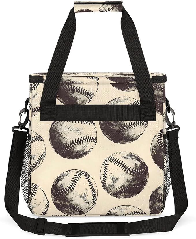 Retro Baseball Coffee Maker Carring Bag, Large Insulated Storage Organizer Case - Image 5