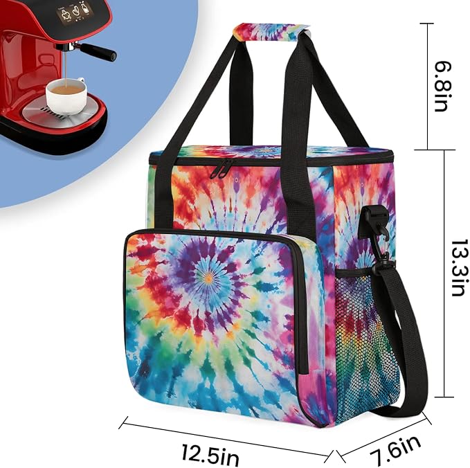 Tie Dye Rainbow Boho Hippie Coffee Maker Carring Bag, Large Insulated Storage - Image 2