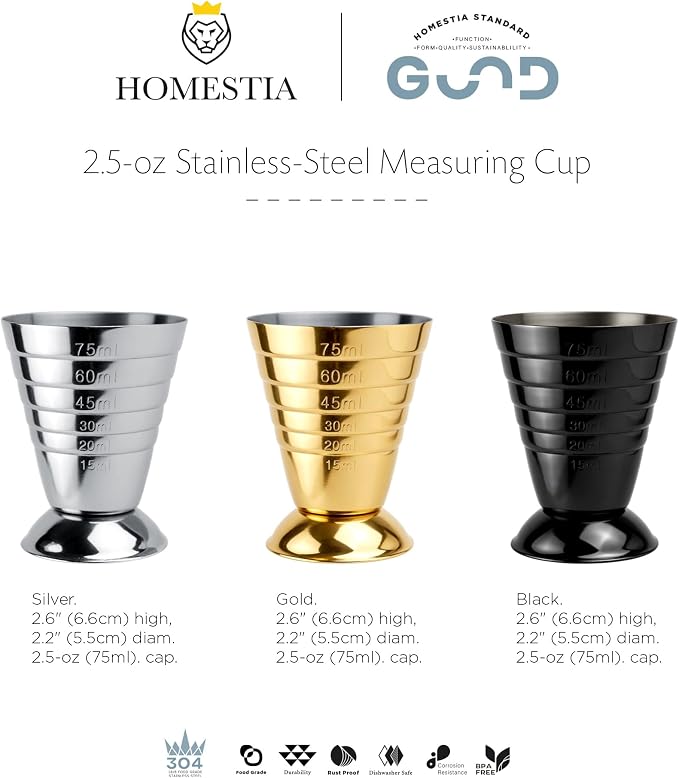 Homestia Black Multi Unit Measuring Cup, Stainless Steel Bar Jigger - Image 9