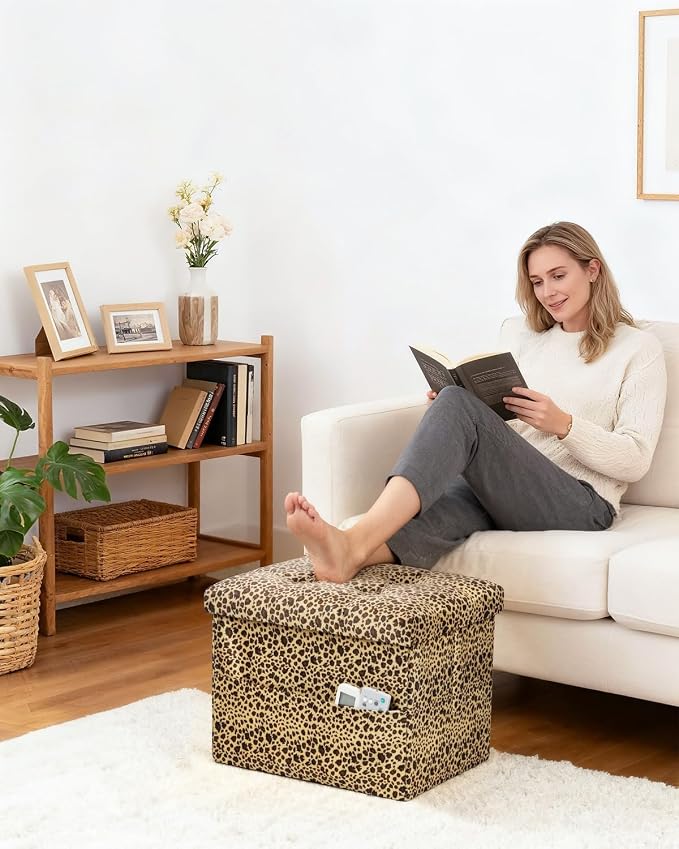 Bsketa Storage Ottoman Foot Rest Stool, Small Velvet Storage Ottomans Bench - Image 2