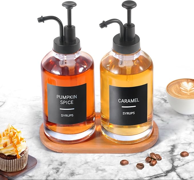 Coffee Syrup Dispenser for Coffee Bar, 16.9 oz 500ml Syrup Pump Dispenser - Image 3