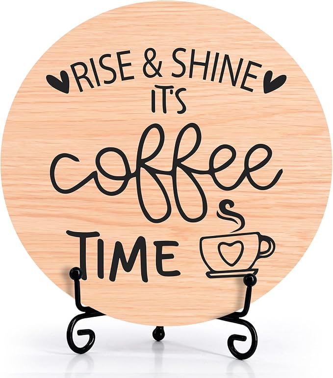 Coffee Desk Decor Sign, Farmhouse Wood Plaque, It Is Coffee Time Wood Sign by Zmyollo