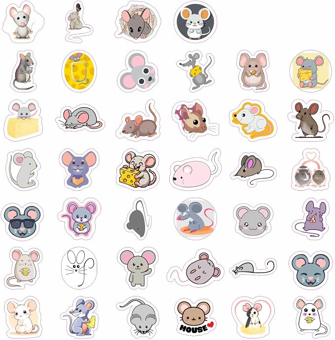 100Pcs Mouse Stickers for Water Bottle and Laptop - Image 3