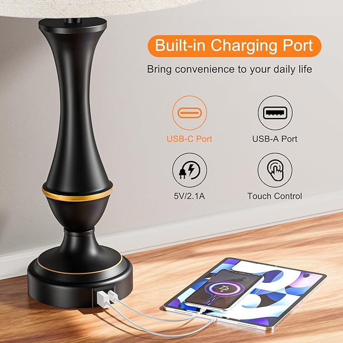 Seealle Upgraded Touch Lamps for Night Stands Set of 2 - Image 3