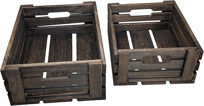 ARTAWEIN Set of 2 Rustic Wooden Crates - Image 2