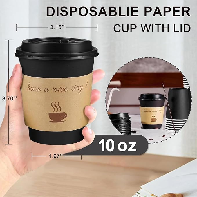 Clawsoff 100 Pack 10 oz Coffee Cups - Image 2