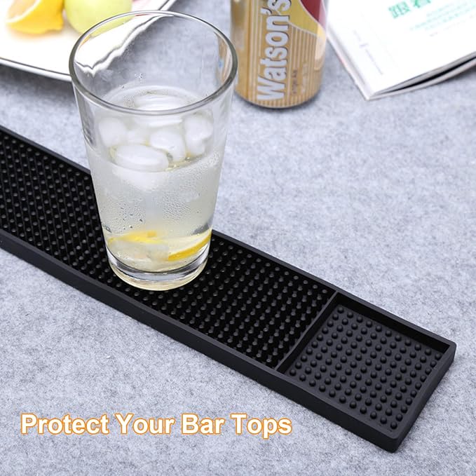 WOPPLXY 3 Pcs 24 x 3 Inch Rubber Bar Mats, Non-Slip Bar Service Spill Mat - Image 5