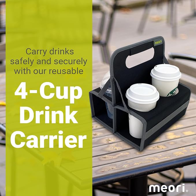 meori Reusable Drink Carrier 4 Cup, Take Out Cup Carrier, Collapsible, Coffee - Image 2