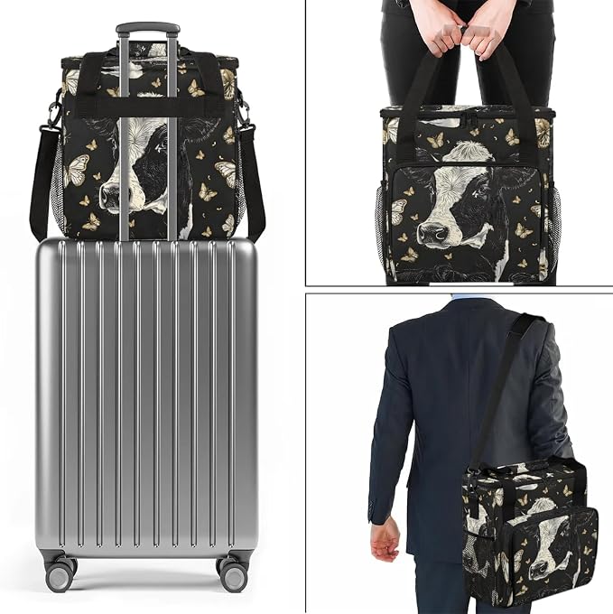Cow Butterflies Coffee Maker Carring Bag, Large Insulated Storage Organizer - Image 7