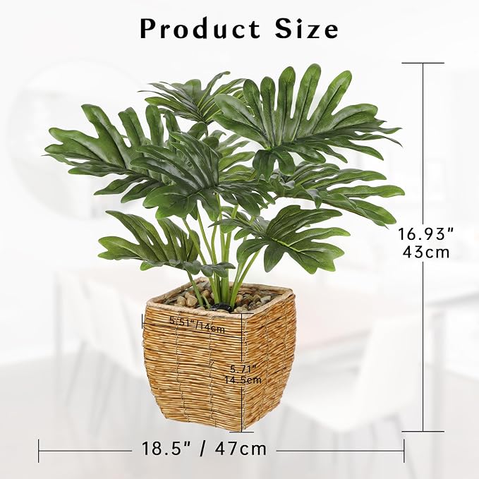 Briful Fake Plants Potted Monstera Artificial Plants Indoor Realistic Greenery - Image 2