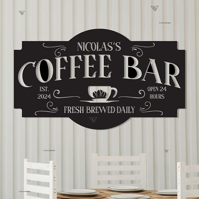 Personalized Coffee Bar Metal Wall Art LED Lights, Coffee Time LED Custom Name - Image 6