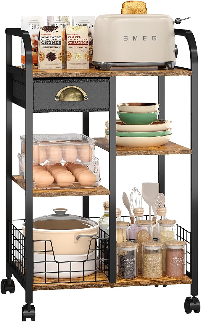 keomaisyto Microwave Cart with Storage, Kitchen Island Cart with Table Top & by keomaisyto