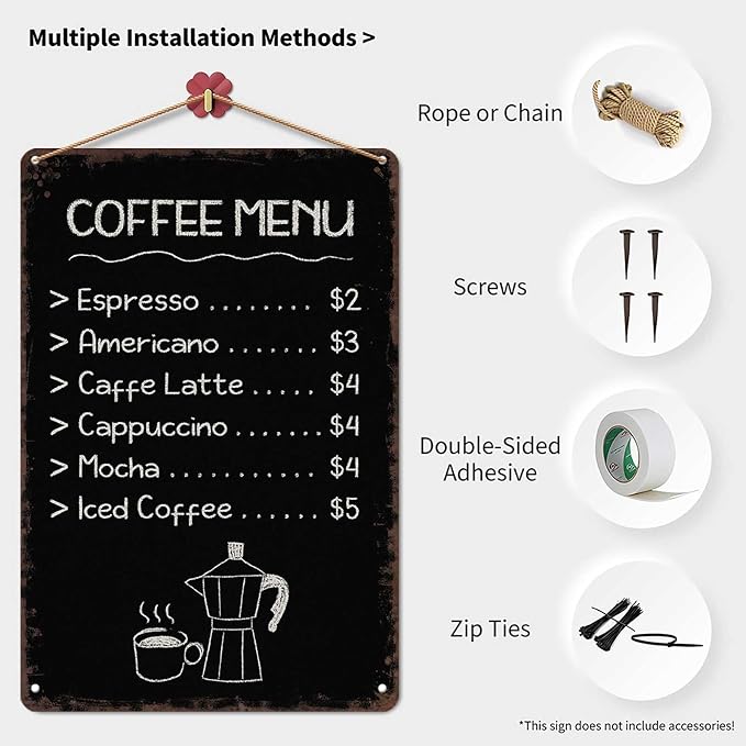 Vintage Signs Poster Metal Wall Art Coffee Menu Chalkboard - Image 3