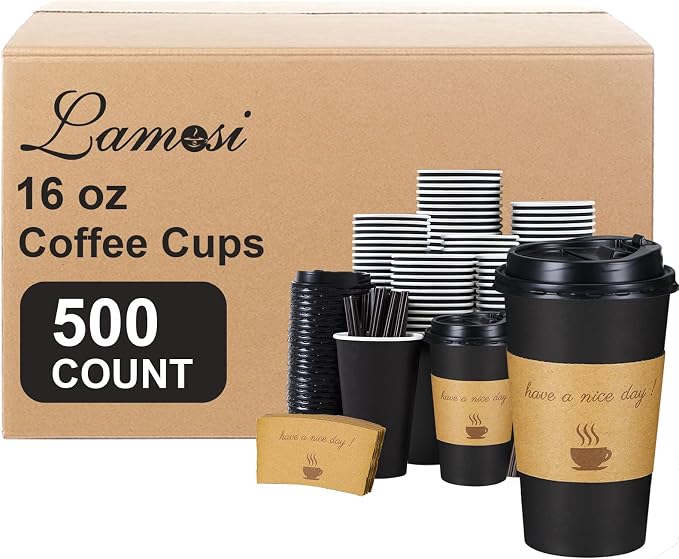 Lamosi 16 OZ Coffee Cups 500 Pack by BuyNow