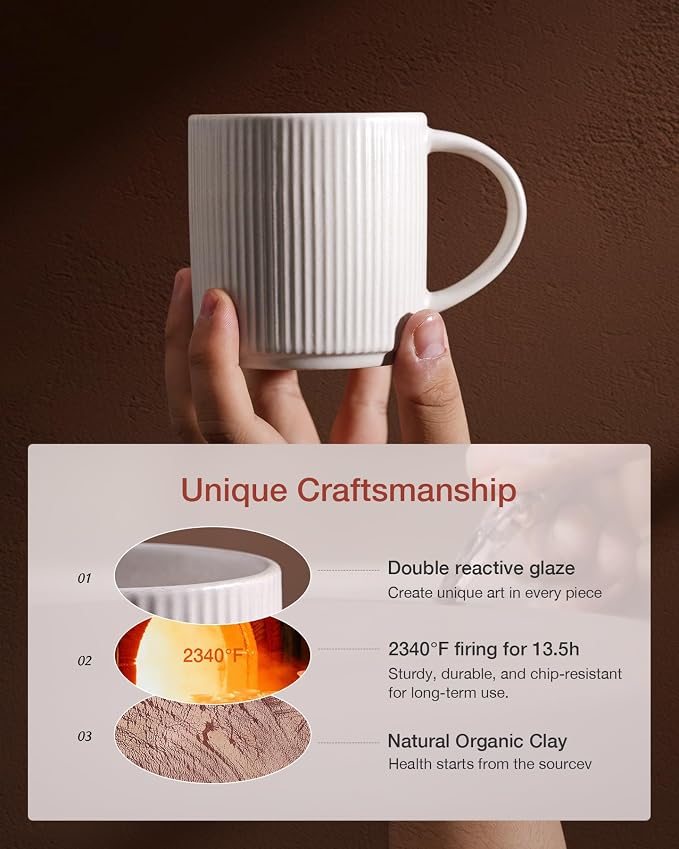 famiware Coffee Mug Set for 6, Star 12 oz Catering Mugs Cup Set - Image 3