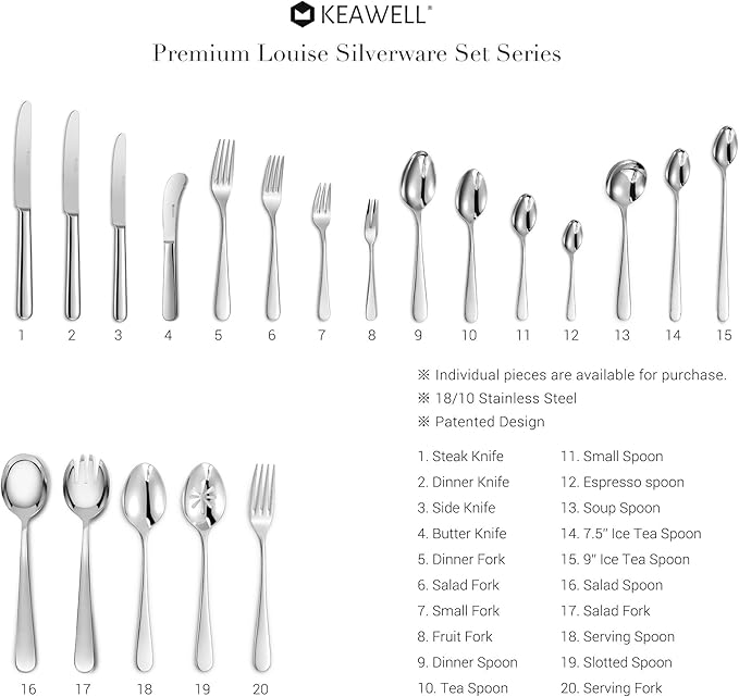 KEAWELL Premium 4-Piece Louise Long Handle Iced Tea Spoons, 18/10 Stainless - Image 6