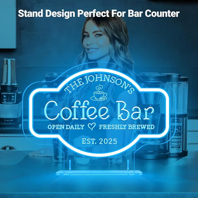Large Personalized Coffee Bar Neon Sign, Dimmable Custom Coffee LED Neon Light - Image 2