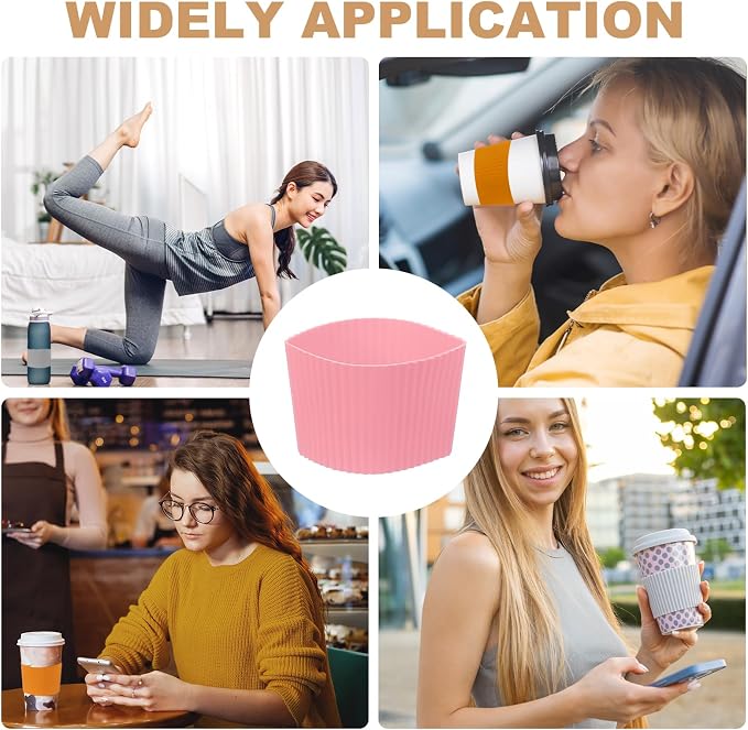 uxcell 6Pack Coffee Cup Sleeves, Reusable Silicone Heat Resistant Cup - Image 6