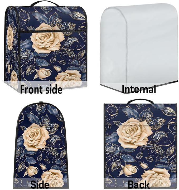 Roses Kitchen Aid Mixer Cover Compatible Stand Mixer Dust Cover | Golden Blue - Image 7