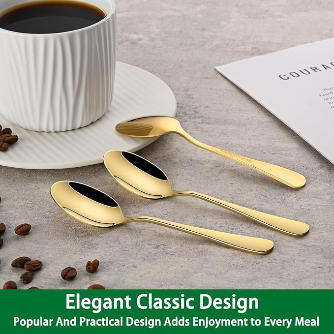 DEHOV 4.7 Inches Coffee Spoon, 8-Piece Cute Gold Espresso Spoons, Mini Coffee - Image 6