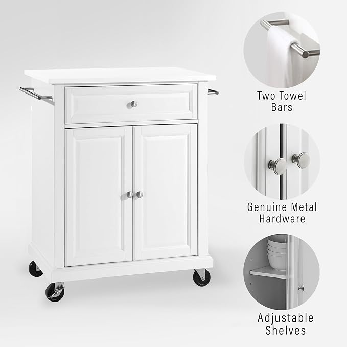 Crosley Furniture Compact Stone Top Small Rolling Cart - Image 2