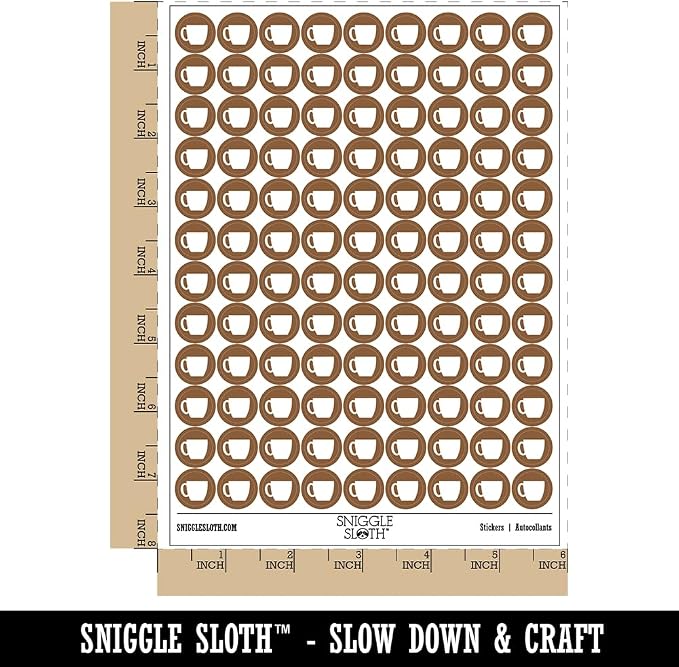 Coffee Mug Cup Solid 200+ Round Stickers - Image 2