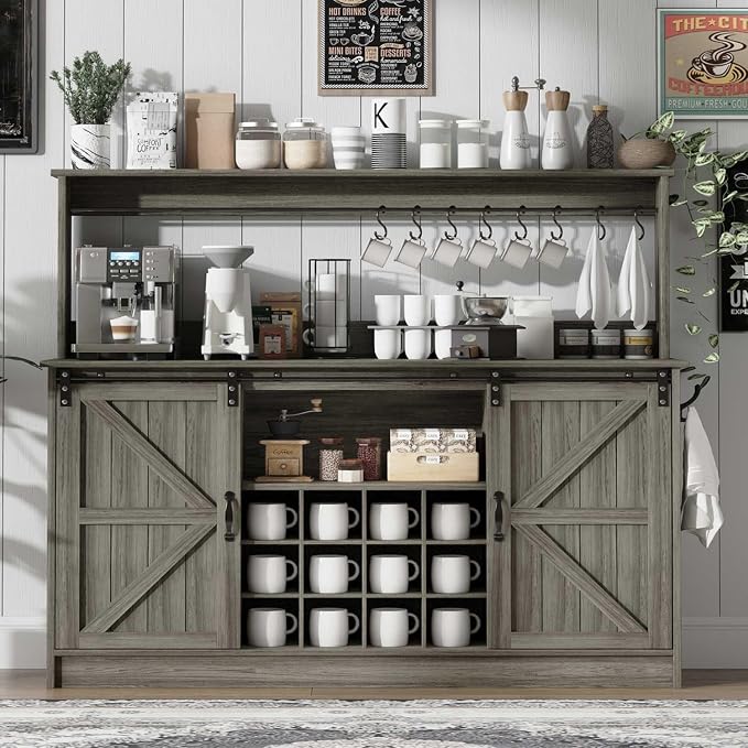 4ever2buy Farmhouse Coffee Bar Cabinet - Image 7