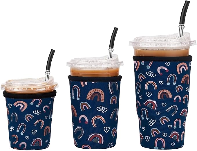 3 Pack Iced Coffee Sleeve Reusable by Cavllson