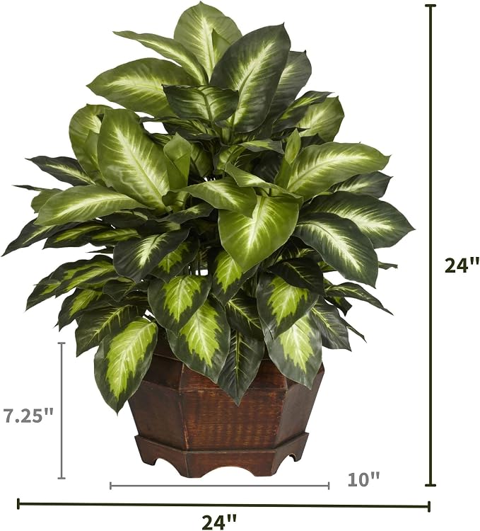 Nearly Natural 24in Artificial Dieffenbachia Silk Plant - Image 2