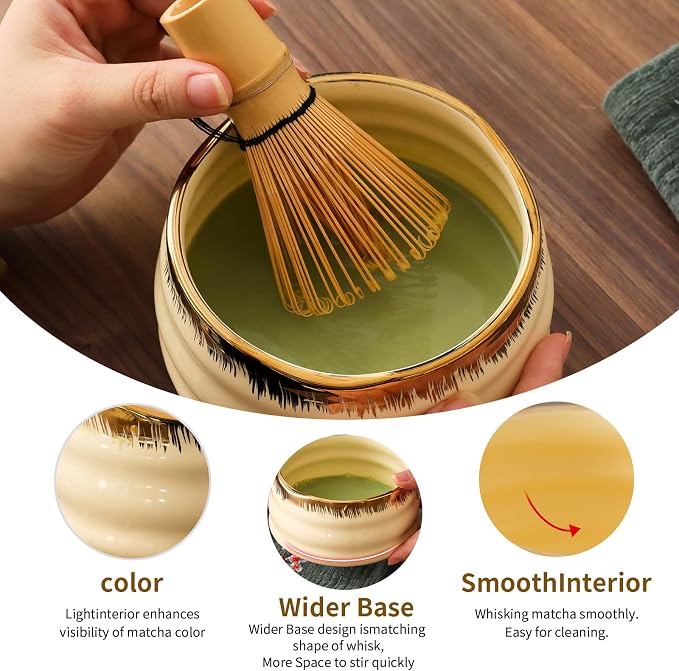 XiaoQuilismic-Matcha Whisk Set: Bamboo blender, matcha bowl, cute stand - Image 3