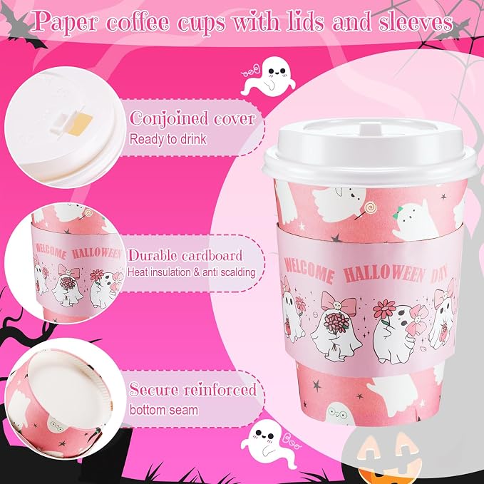 Umigy 100 Pack Halloween Disposable Coffee Cups 12 oz Paper Coffeeware - Image 4