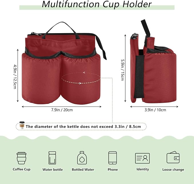 DOMIKING Wine Red Travel Luggage Cup Holder - Image 2